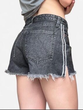 Abercrombie & Fitch Black Washed Denim Shorts with White Side Stripe